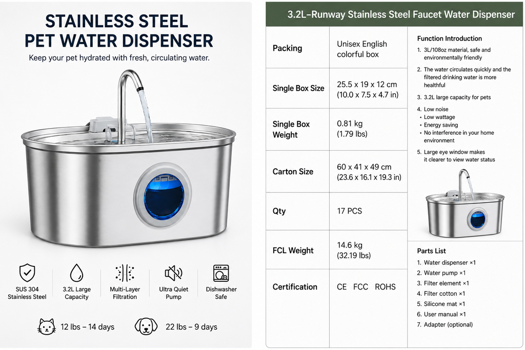 Stainless Steel Pet Water Dispenser