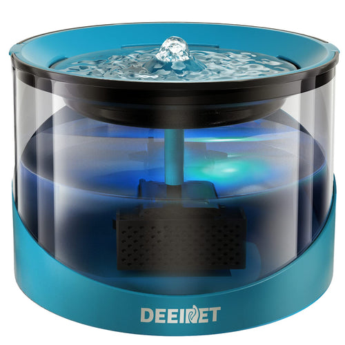 DEEIPET Cat Water Fountain 74oz/2.2L Ultra Quiet Automatic Water Dispenser for Cats Dogs with Colorful LED Indicator Water Bowl for Pets with Filter