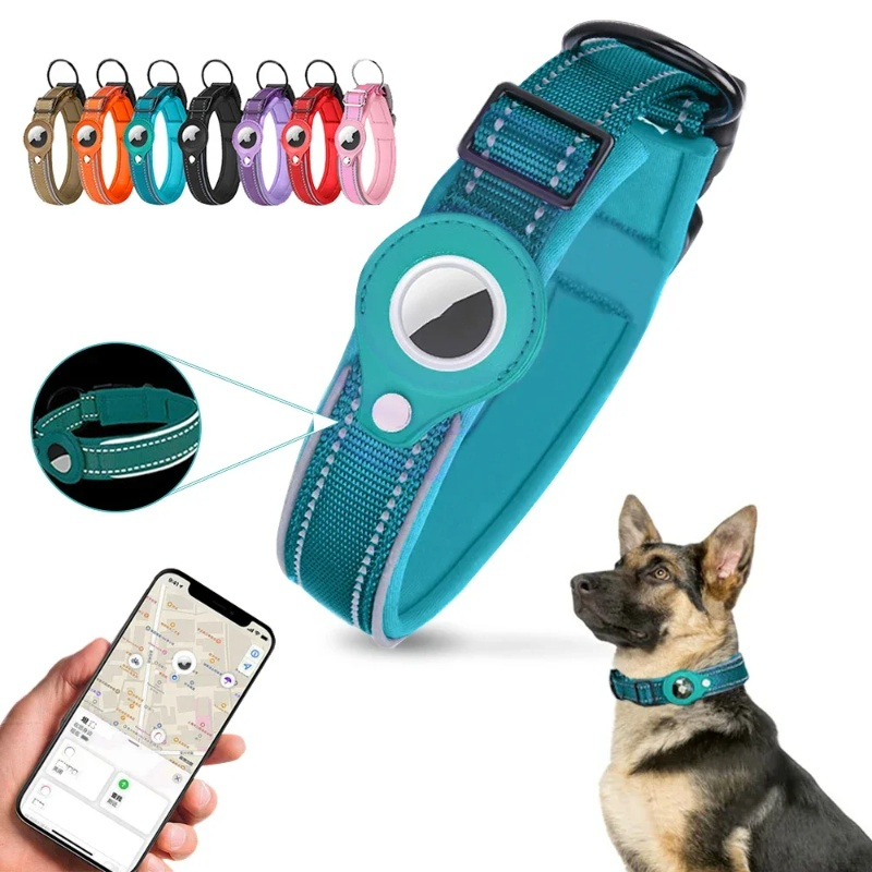 Leather Dog Cat Traction Collar For Airtags Location Tracker