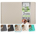 Silicone Dog Cat Food Mat Waterproof Slip Resistant Raised Edge Pet Feeding Mats Pet Bowl Mat Anti-Messy and Prevent Spill on Floor Dishwasher Safe (Beige L: 24" X 16")